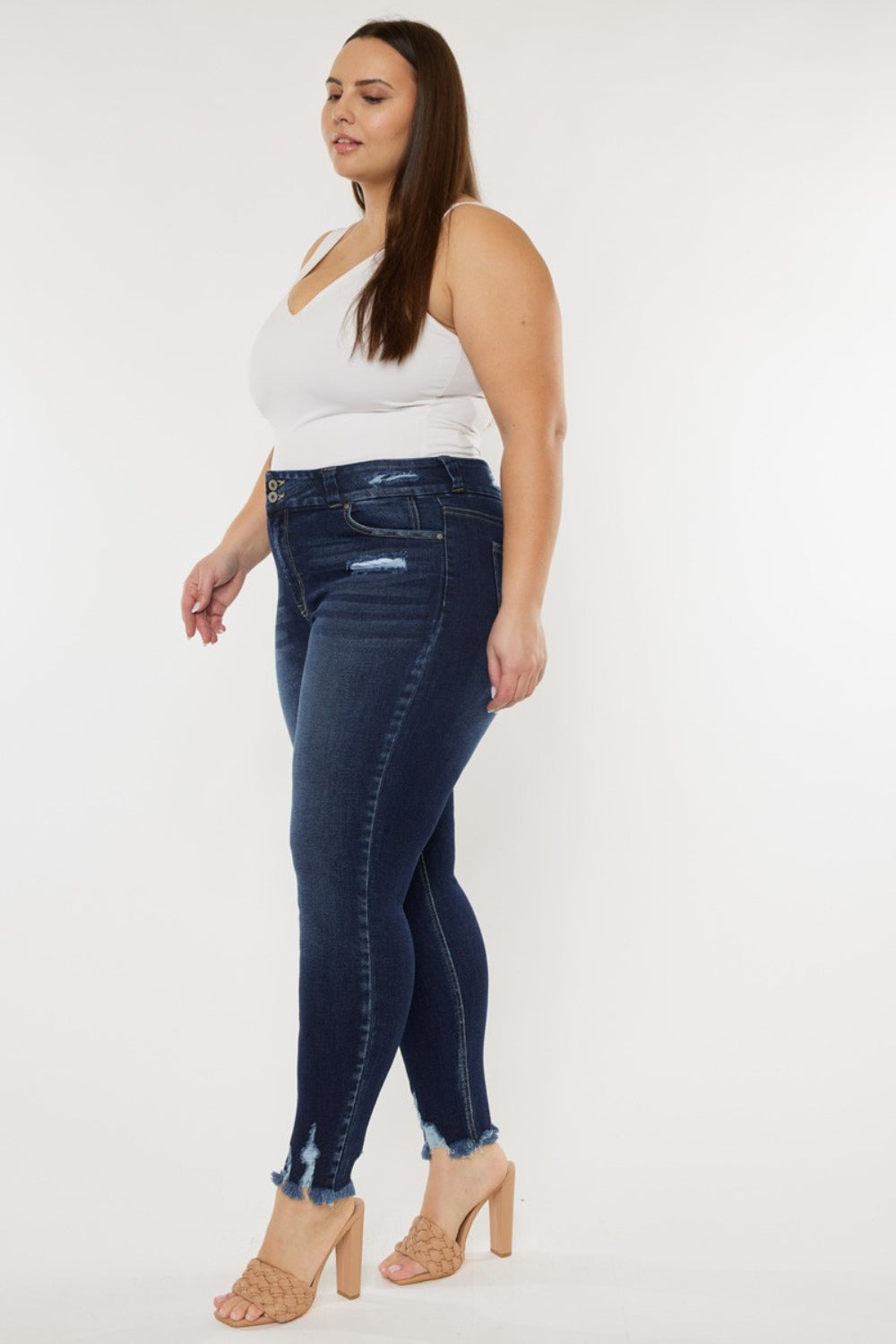 RS: Kancan Full Size Cat's Whiskers Raw Hem High Waist Jeans