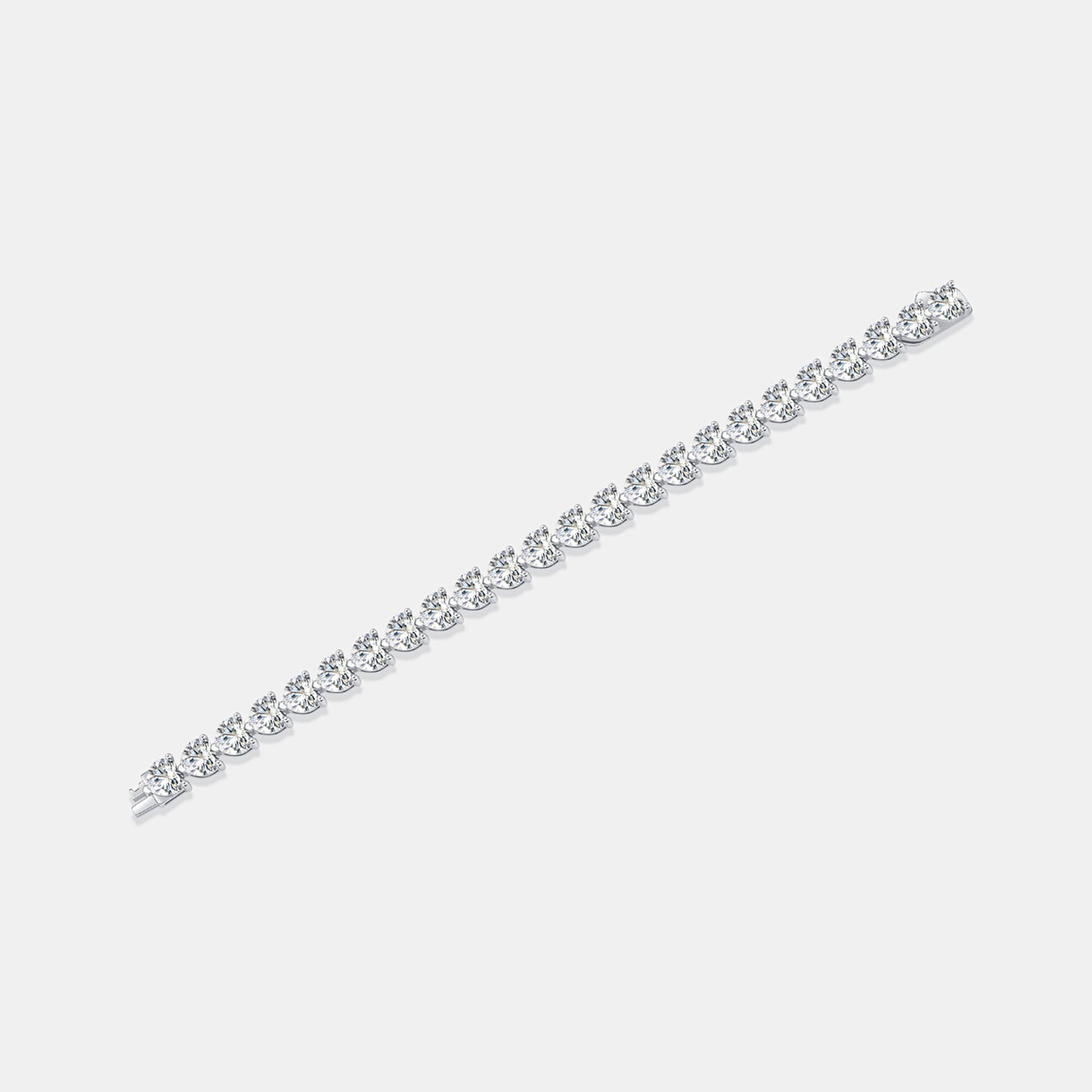 Pulsera de corazón de plata de ley 925 con moissanita de 24 quilates