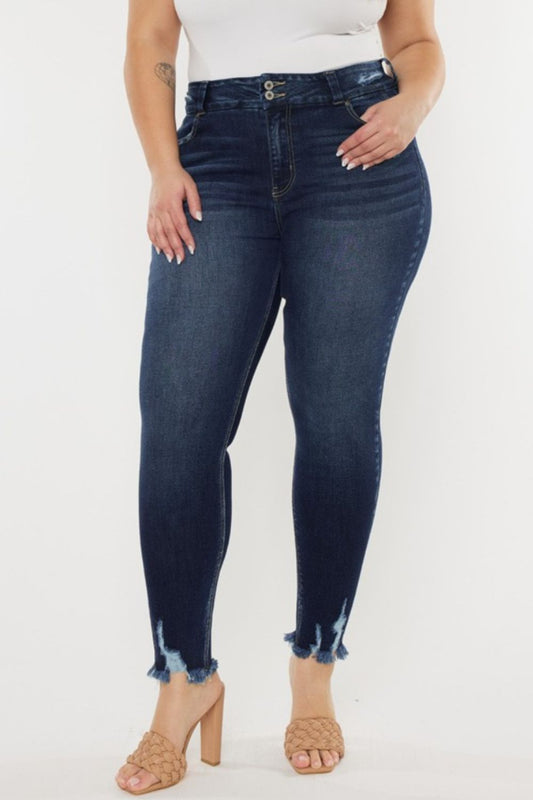 RS: Kancan Full Size Cat's Whiskers Raw Hem High Waist Jeans
