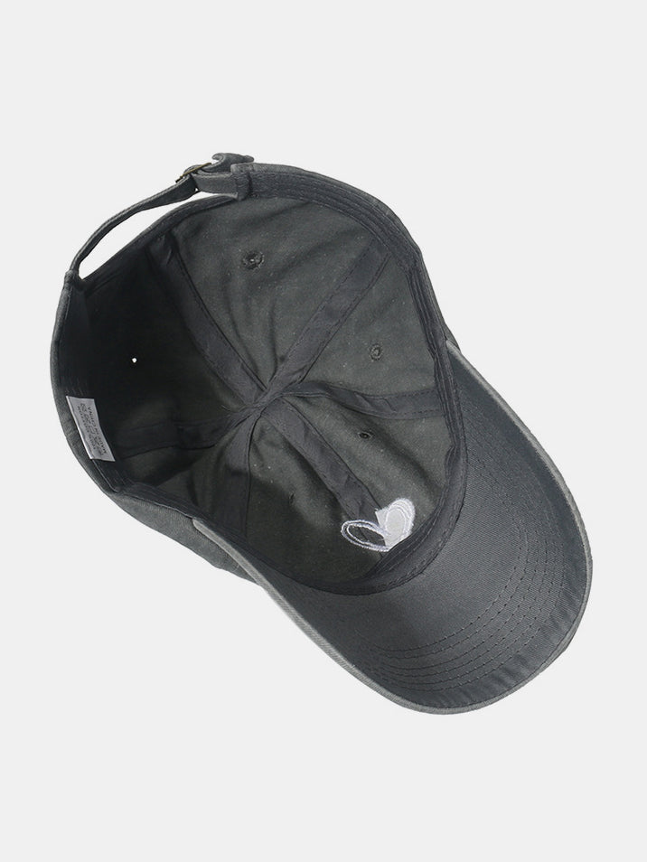 RS: Embroidered Heart-Washed Cotton Baseball Cap