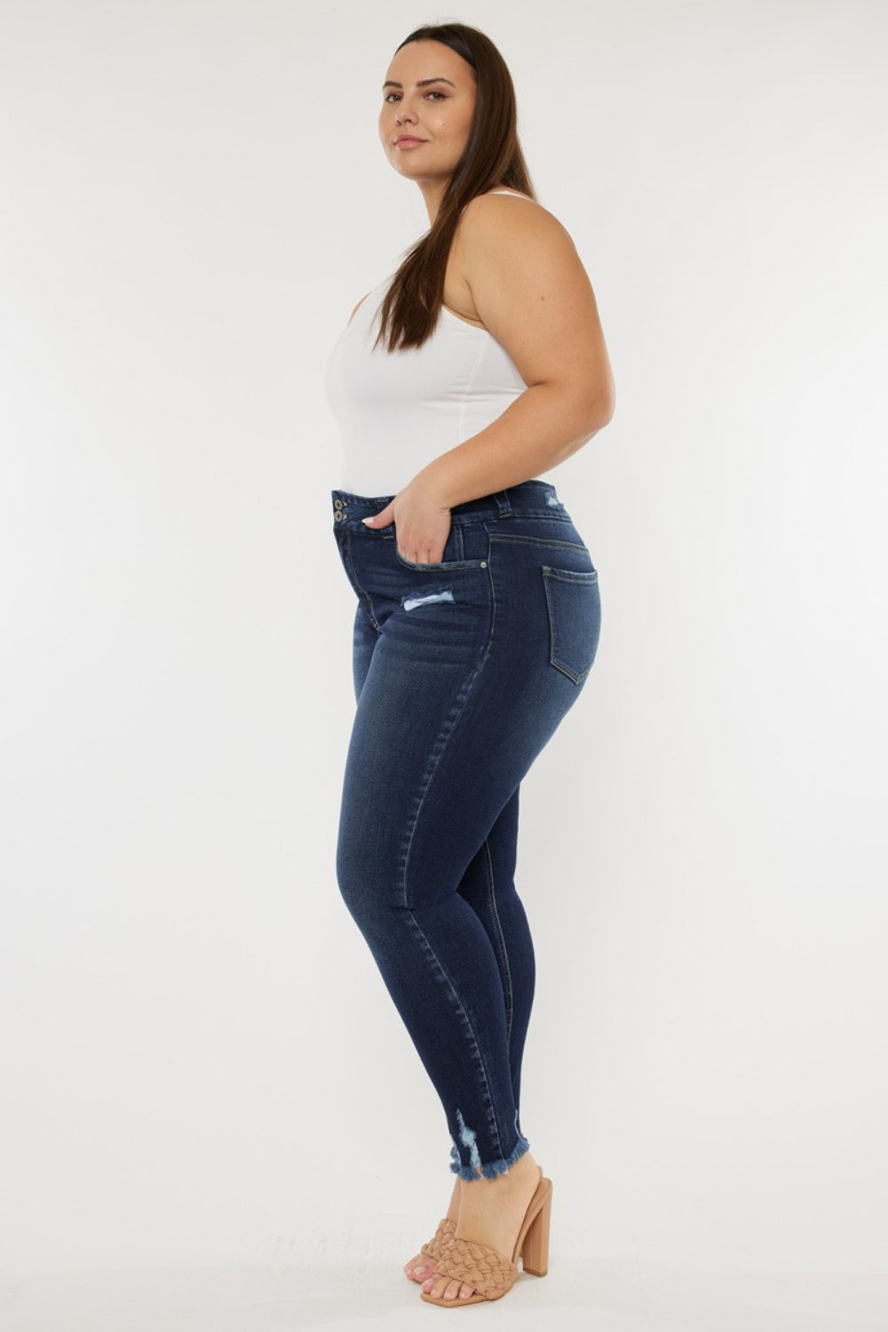 RS: Kancan Full Size Cat's Whiskers Raw Hem High Waist Jeans
