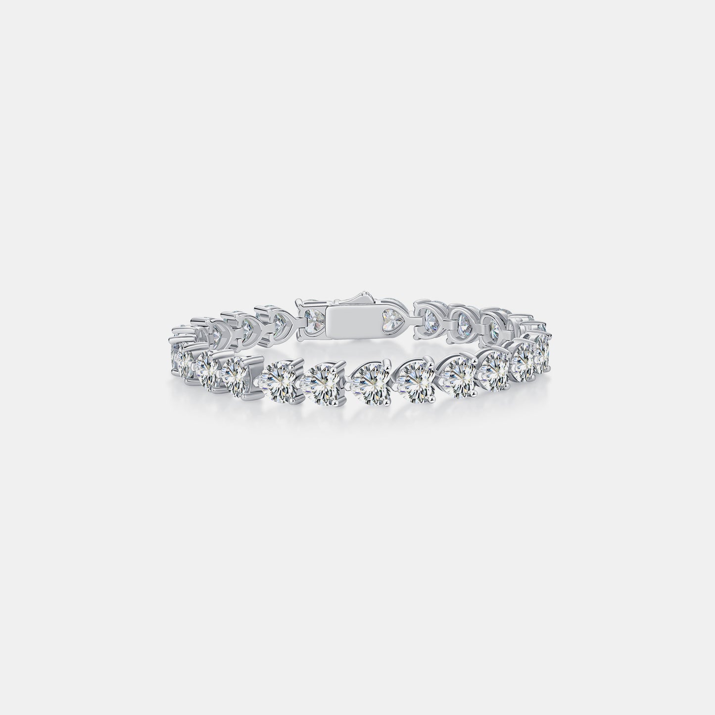 Pulsera de corazón de plata de ley 925 con moissanita de 24 quilates