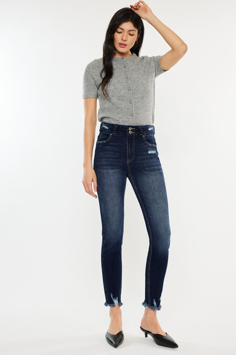 RS: Kancan Full Size Cat's Whiskers Raw Hem High Waist Jeans