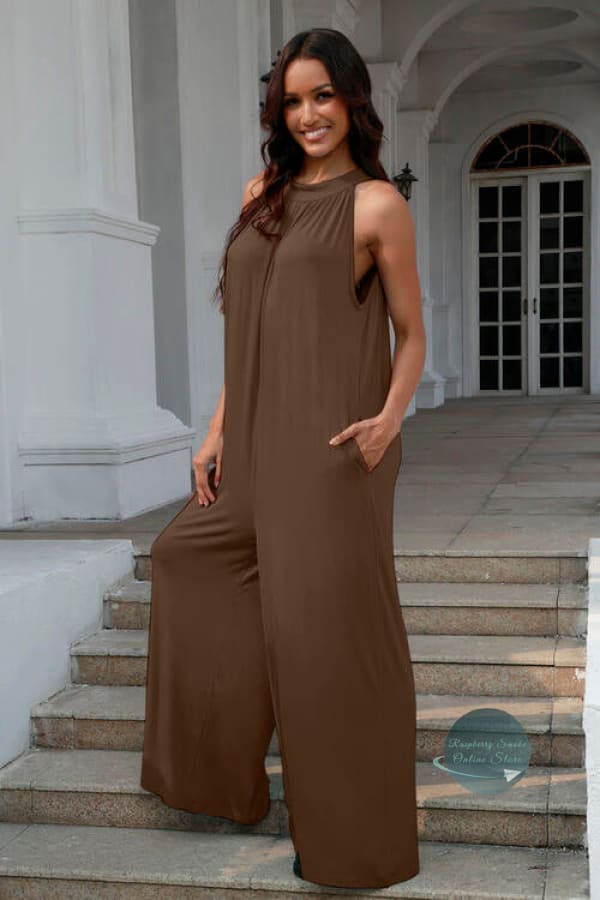 RS: Double Take Full Size Tie Back Cutout Sleeveless Jumpsuit Jumpsuits & Rompers
