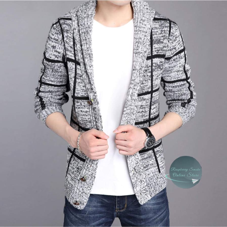 Mens Shawl Collar Gray Cardigan Raspberry Smoke Online Store