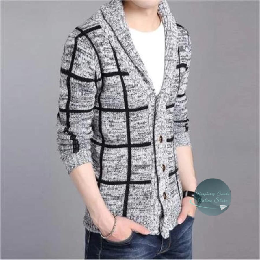Mens Shawl Collar Gray Cardigan Raspberry Smoke Online Store