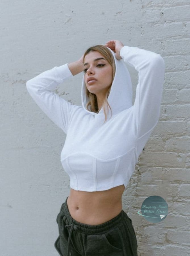 RS: Noelle Cropped Hoodie M / White Women’s Clothing