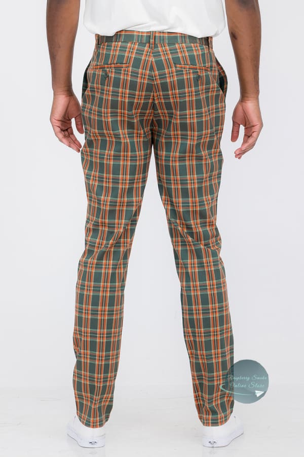 RS: Plaid Slim Fit Trouser Pants Men Clothing