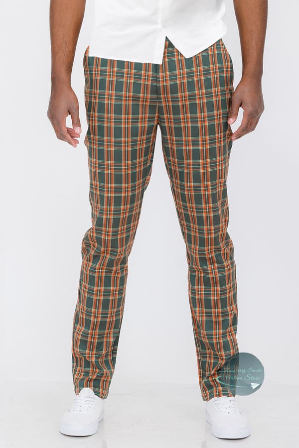 RS: Plaid Slim Fit Trouser Pants Men Clothing