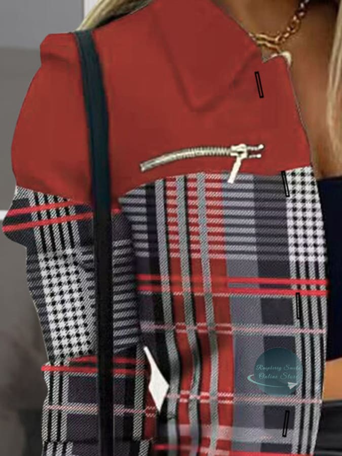 RS: Printed Button Up Zip Detail Shacket Jackets & Coats