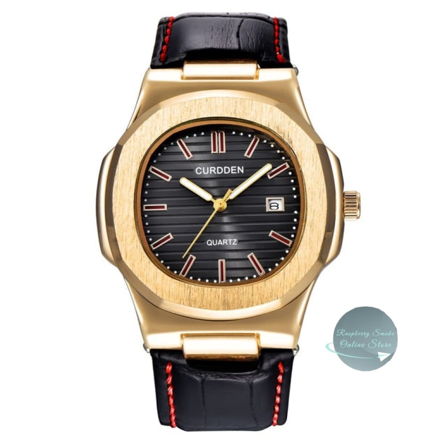Curdden Men's Luxury Quartz Leather Watch Raspberry Smoke Online Store