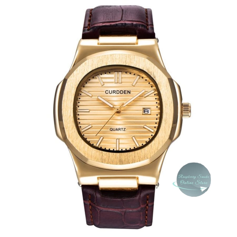 Curdden Men's Luxury Quartz Leather Watch Raspberry Smoke Online Store