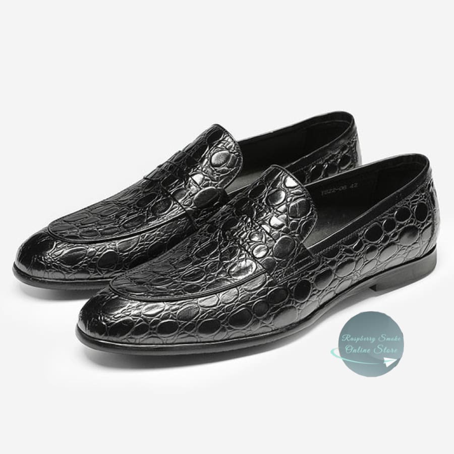 Men Genuine Leather Slip-On Shoes Raspberry Smoke Online Store