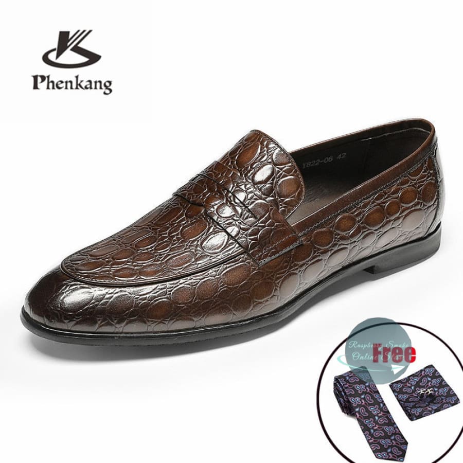 Men Genuine Leather Slip-On Shoes Raspberry Smoke Online Store