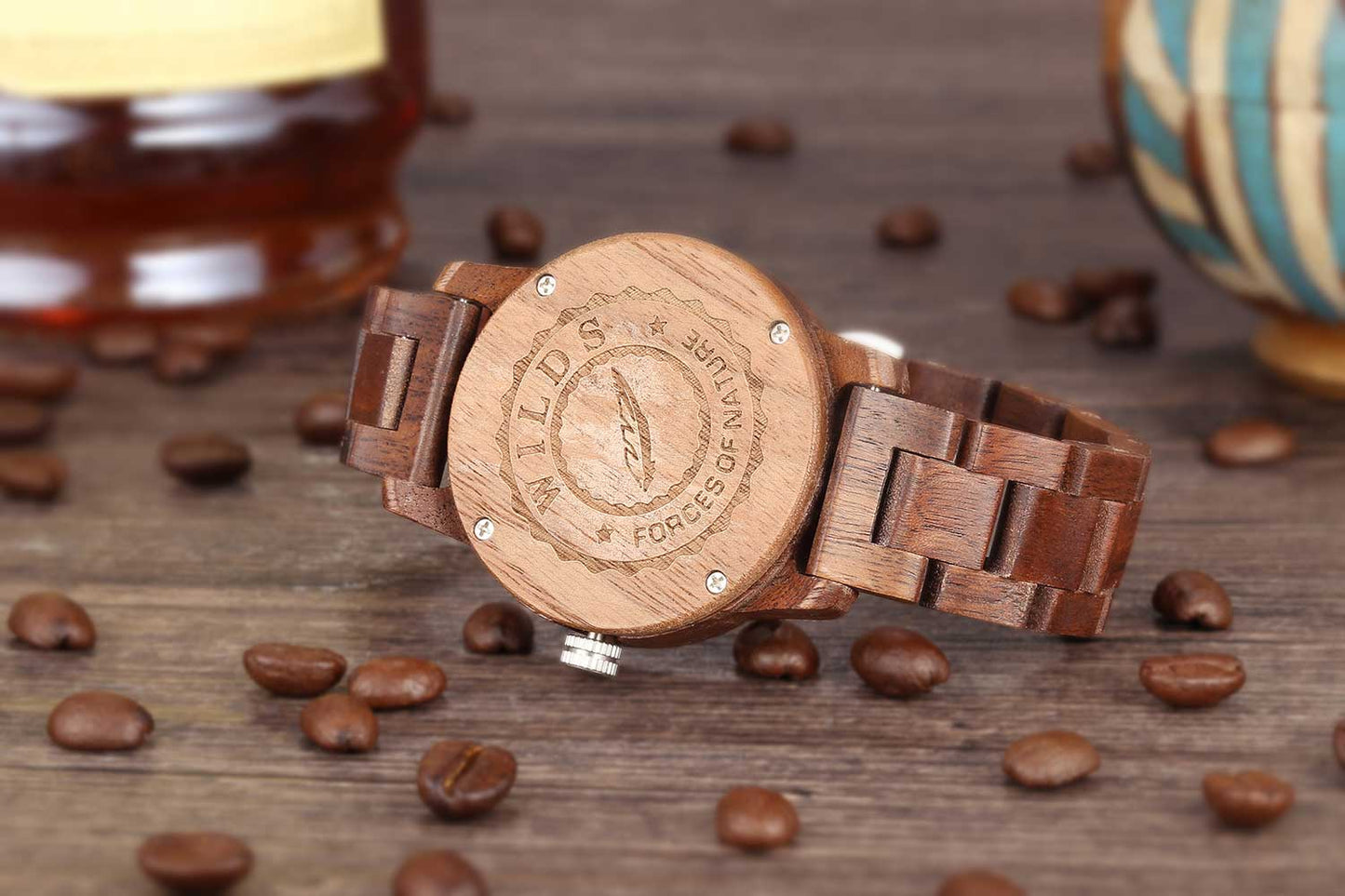 Men's Handcrafted Engraving Walnut Wood Watch Raspberry Smoke Online Store