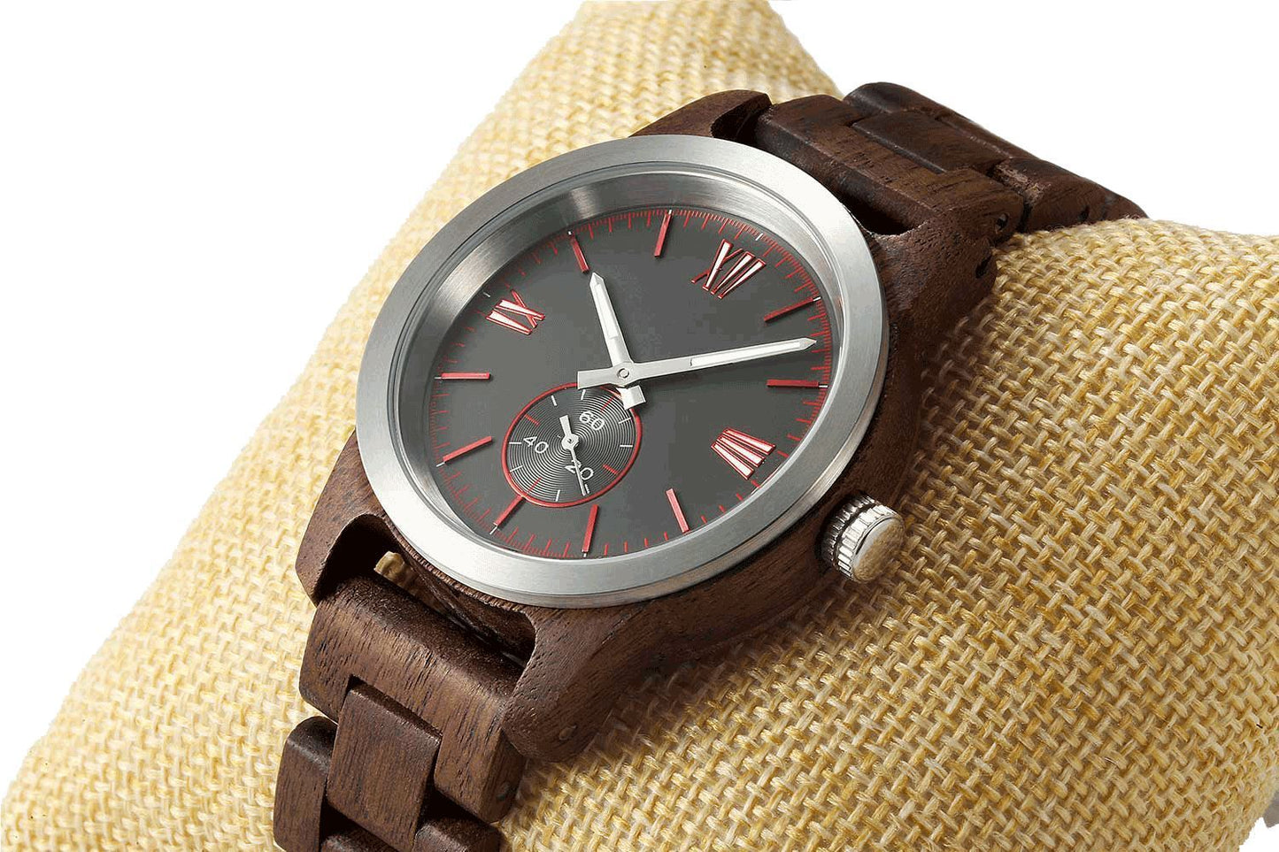 Men's Handcrafted Engraving Walnut Wood Watch Raspberry Smoke Online Store