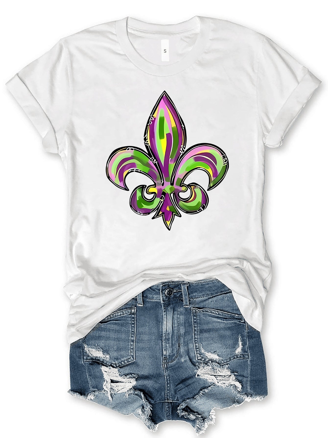 RS: Mardi Gras Graphic Round Neck Short Sleeve T-Shirt