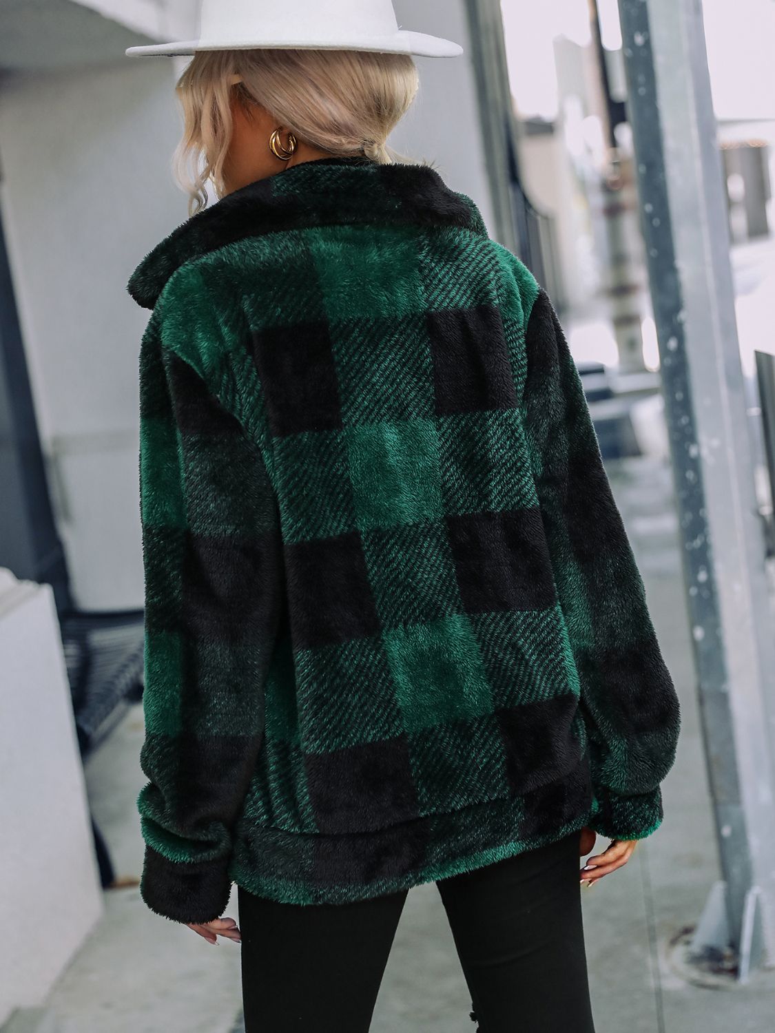 RS: Plaid Zip-Up Collared Jacket