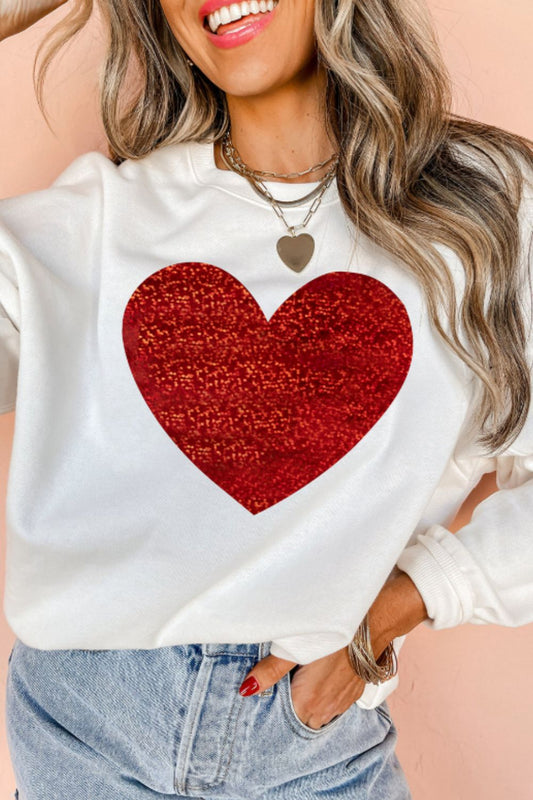 RS: Valentine’s Day Heart Round Neck Long Sleeve Sweatshirt