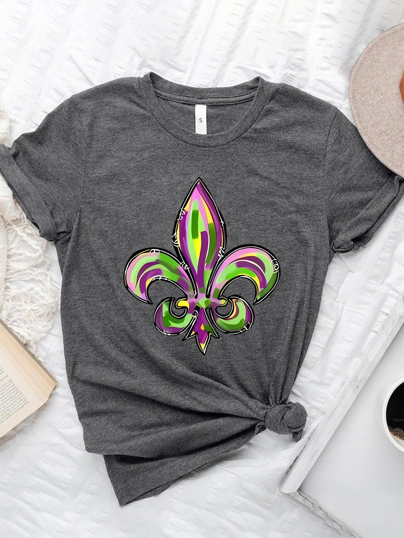 RS: Mardi Gras Graphic Round Neck Short Sleeve T-Shirt