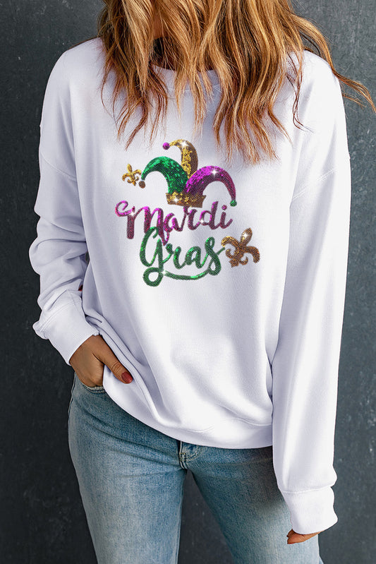 RS: MARDI GRAS Sequin Round Neck Sweatshirt