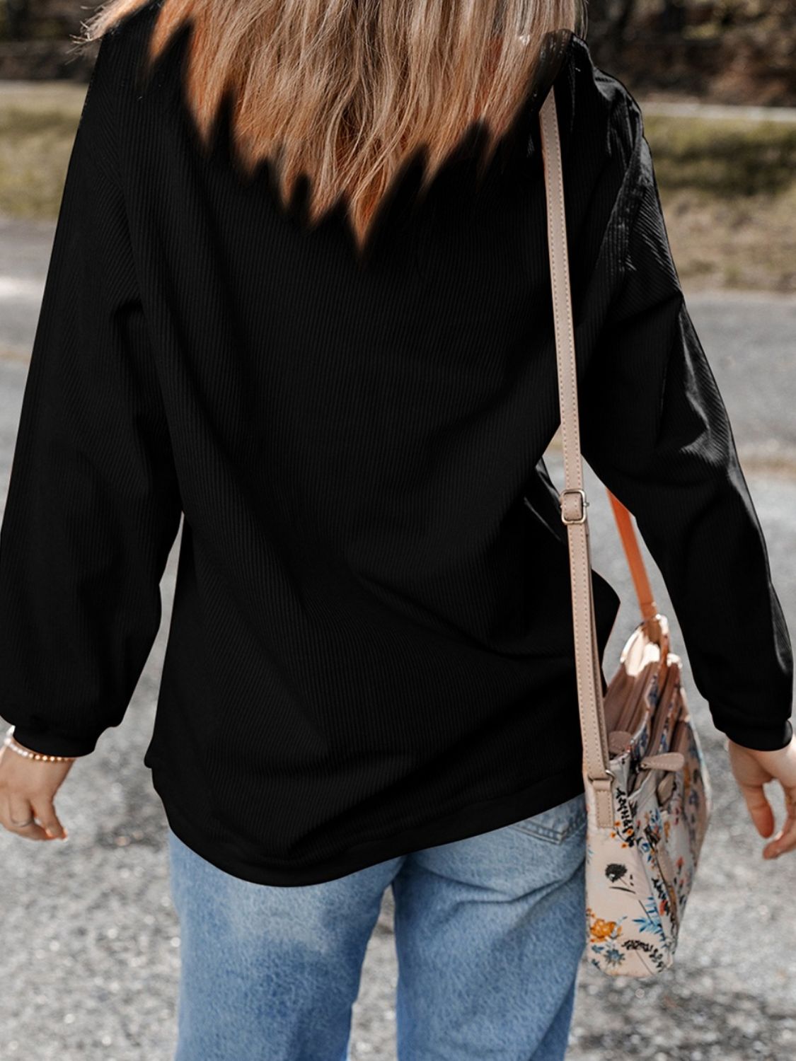 RS: Sequin Round Neck Long Sleeve Sweatshirt