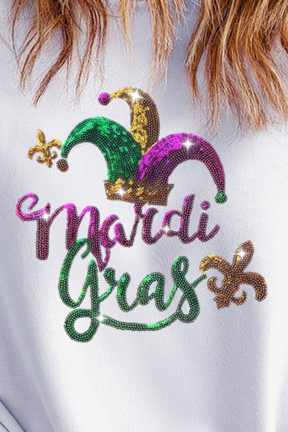 RS: MARDI GRAS Sequin Round Neck Sweatshirt