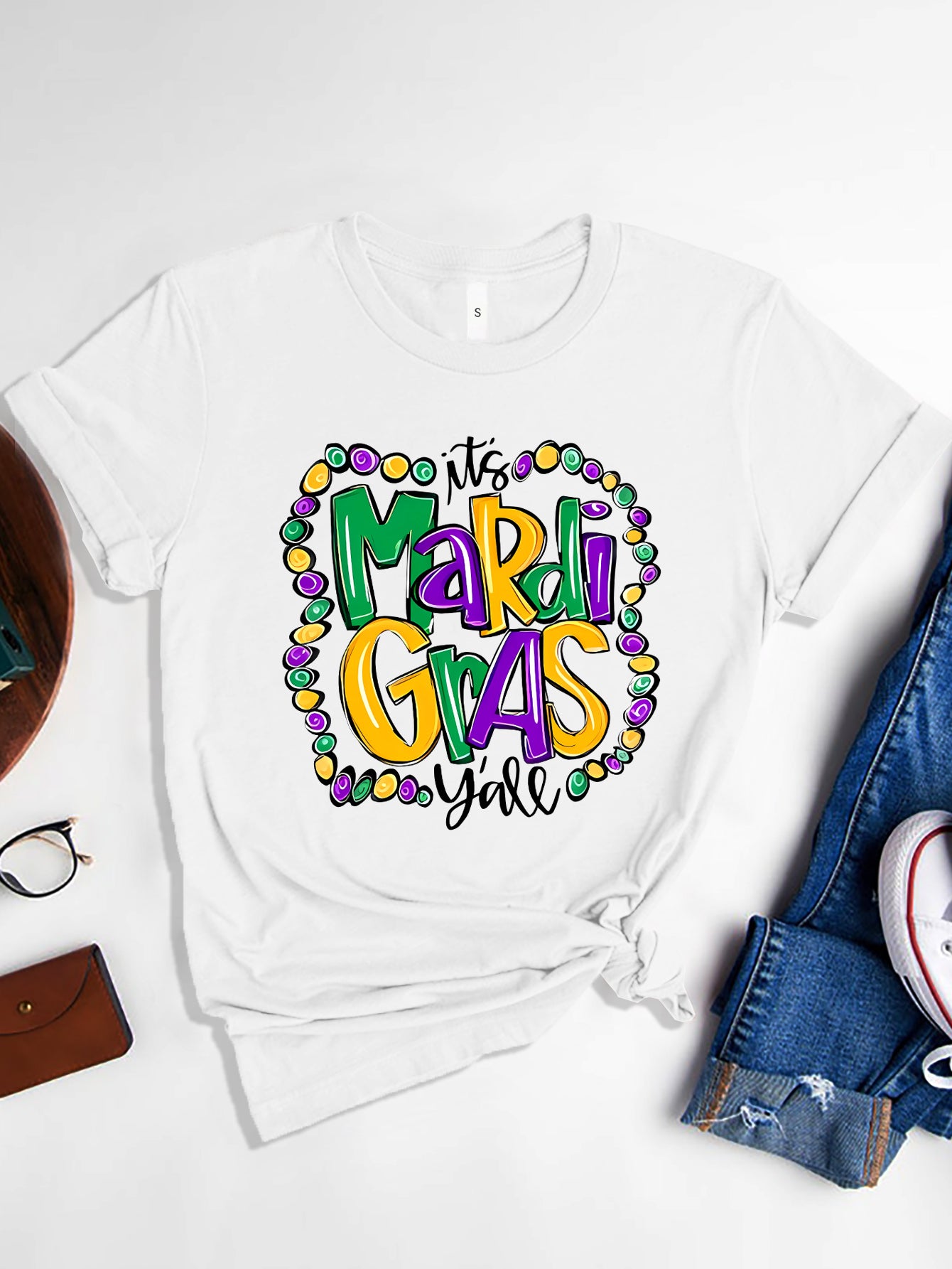 RS: IT'S MARDI GRAS Y'ALL Round Neck T-Shirt