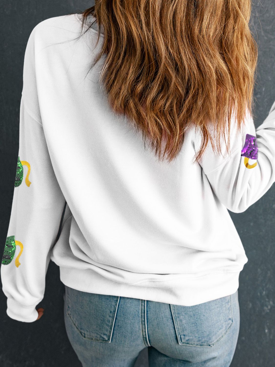 RS: Sequin Round Neck Long Sleeve Sweatshirt