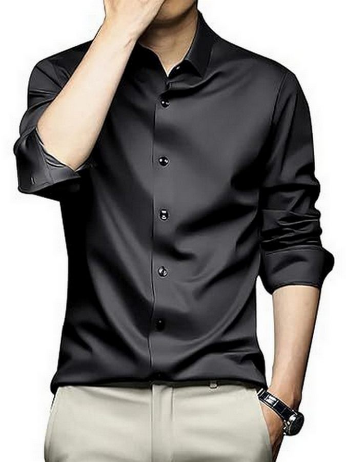 RS: Men's Stylish Regular Fit Full Sleeve Satin Silk Shirt