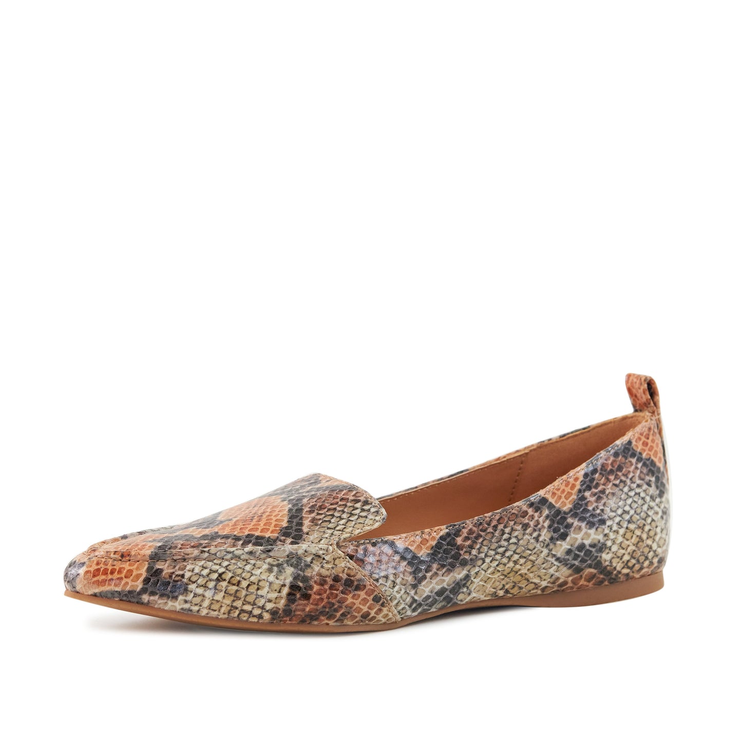 Women's Flat Socialite Orange Snake Skin Shoe