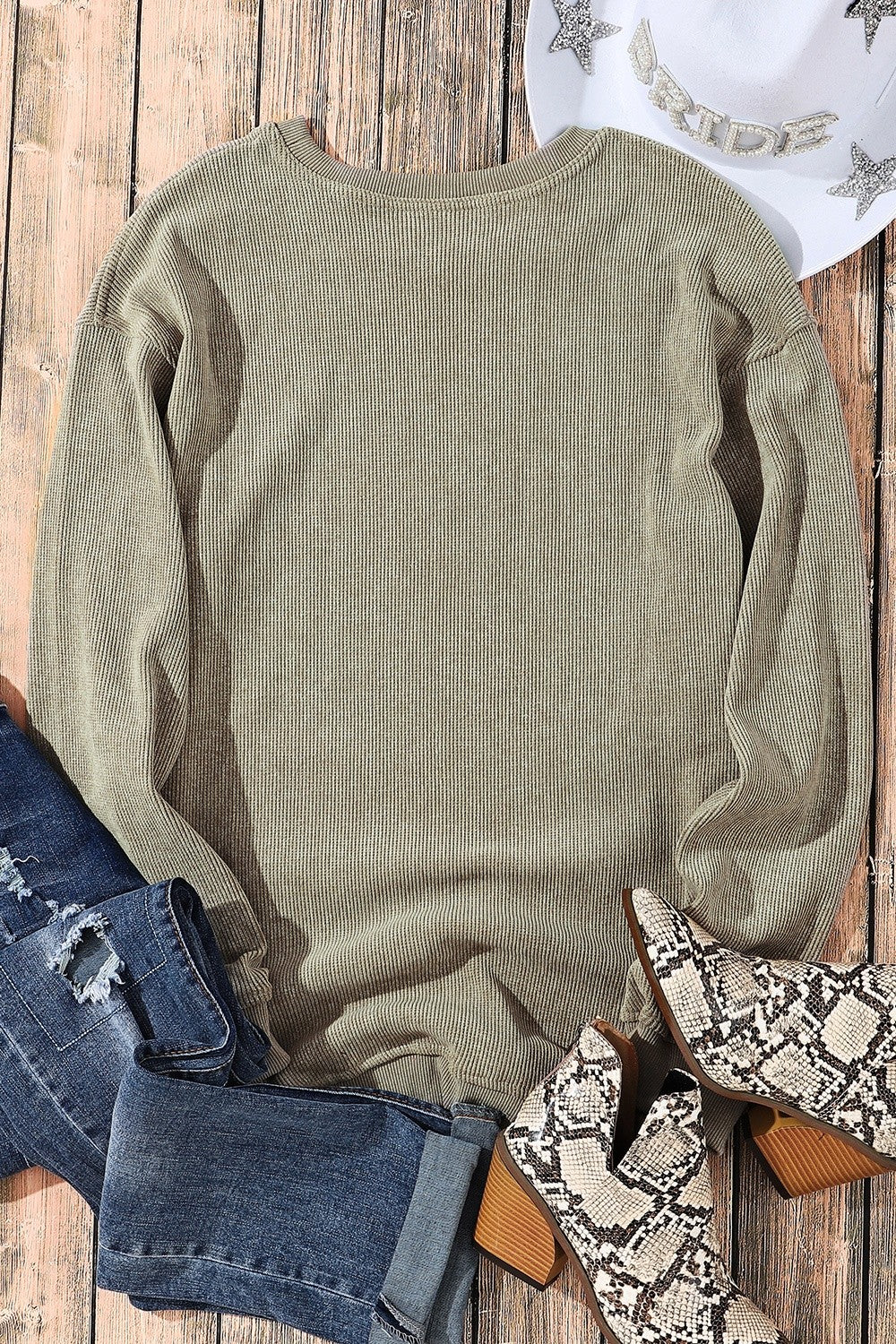 RS: Sequin Round Neck Dropped Shoulder Sweatshirt