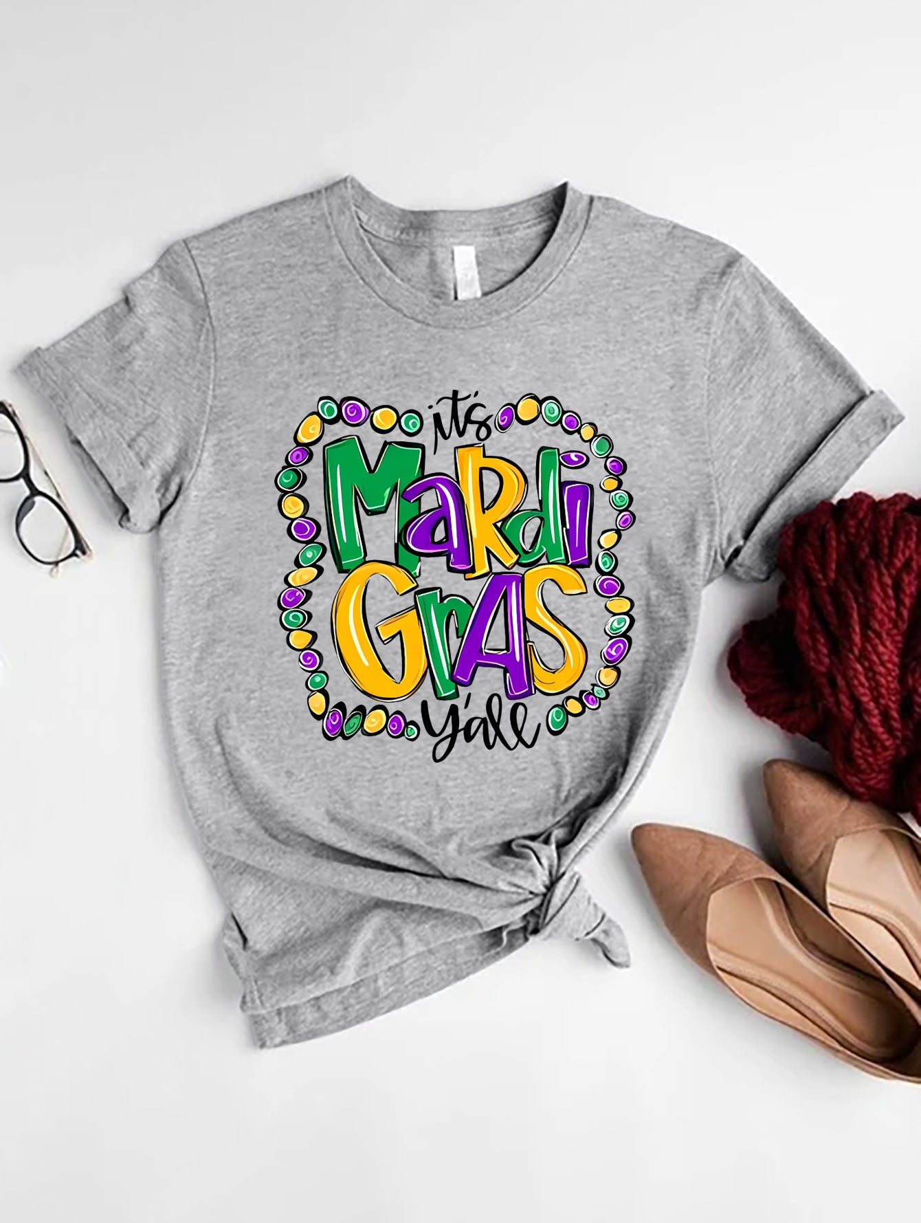 RS: IT'S MARDI GRAS Y'ALL Round Neck T-Shirt