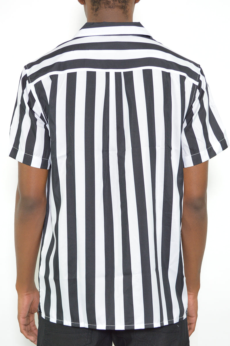 Men's Striped Print Button Down Shirt