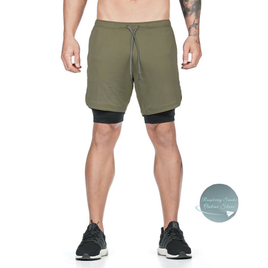 Men 2 in 1 Running Shorts Gym Workout Quick Dry Mens Short with Pocket Raspberry Smoke Online Store