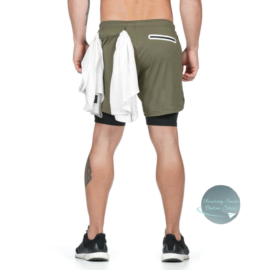 Men 2 in 1 Running Shorts Gym Workout Quick Dry Mens Short with Pocket Raspberry Smoke Online Store