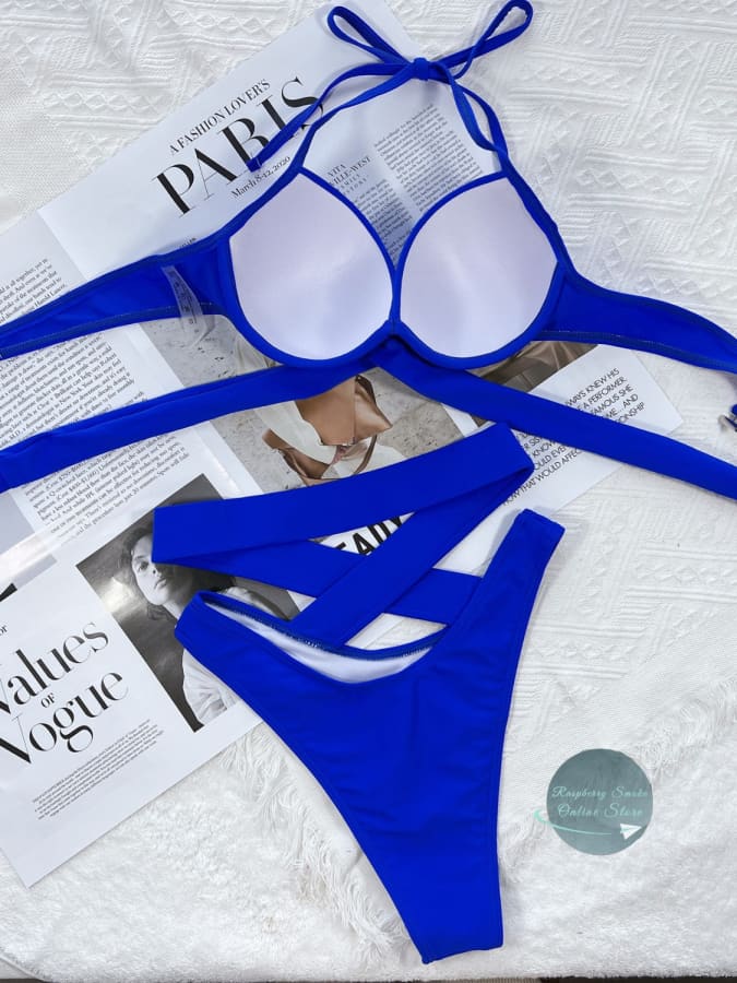 RS: Crisscross Halter Neck Bikini Set - Women Swimwear