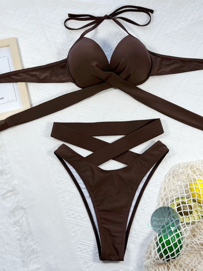 RS: Crisscross Halter Neck Bikini Set - Women Swimwear