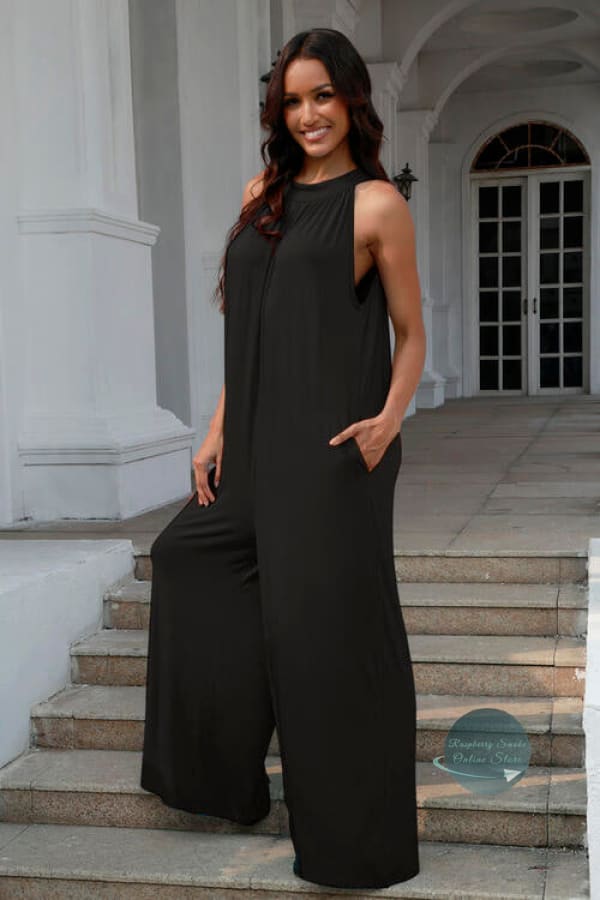 RS: Double Take Full Size Tie Back Cutout Sleeveless Jumpsuit Jumpsuits & Rompers