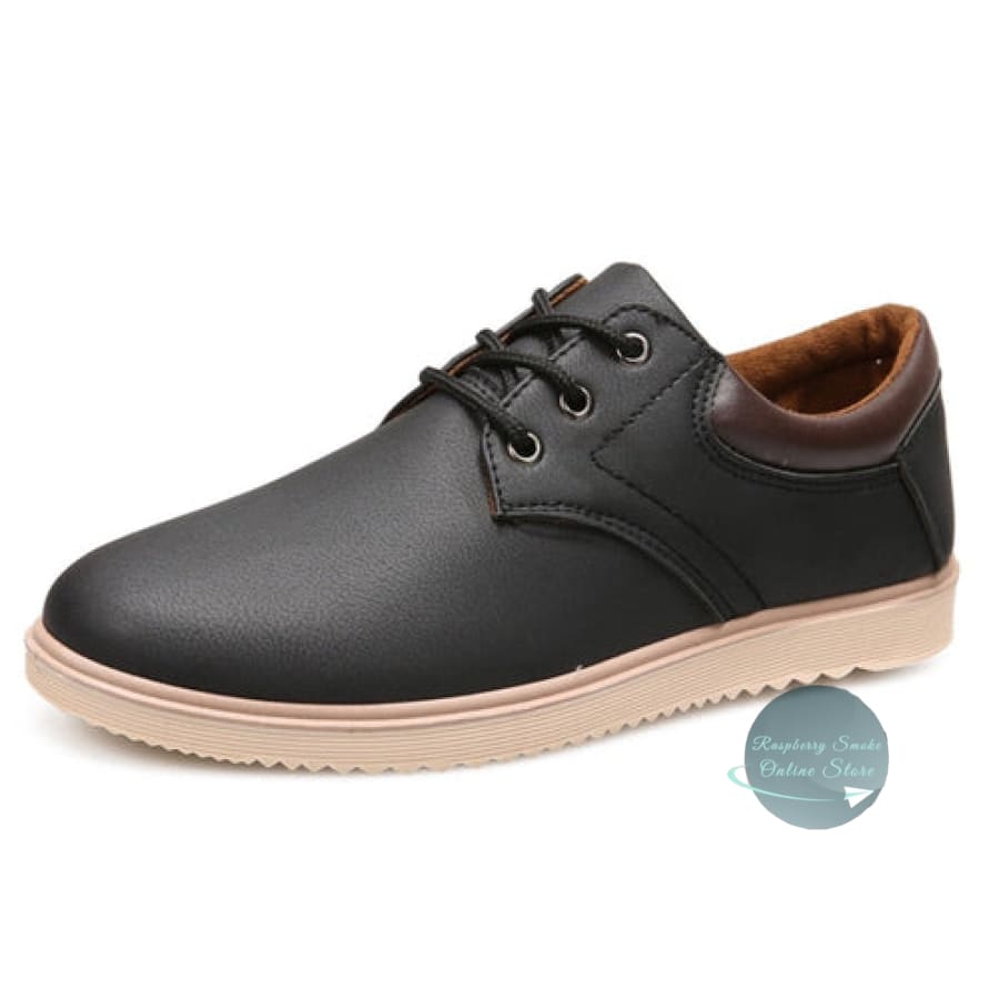 RS: Men’s Casual Flat Oxford Sneakers Black White Soles / 7 Footwear