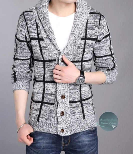 Mens Shawl Collar Gray Cardigan Raspberry Smoke Online Store