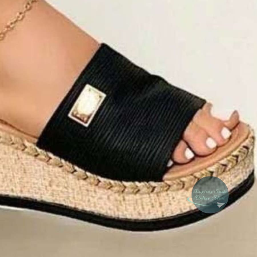 RS: PU Leather Open Toe Sandals - Sandals