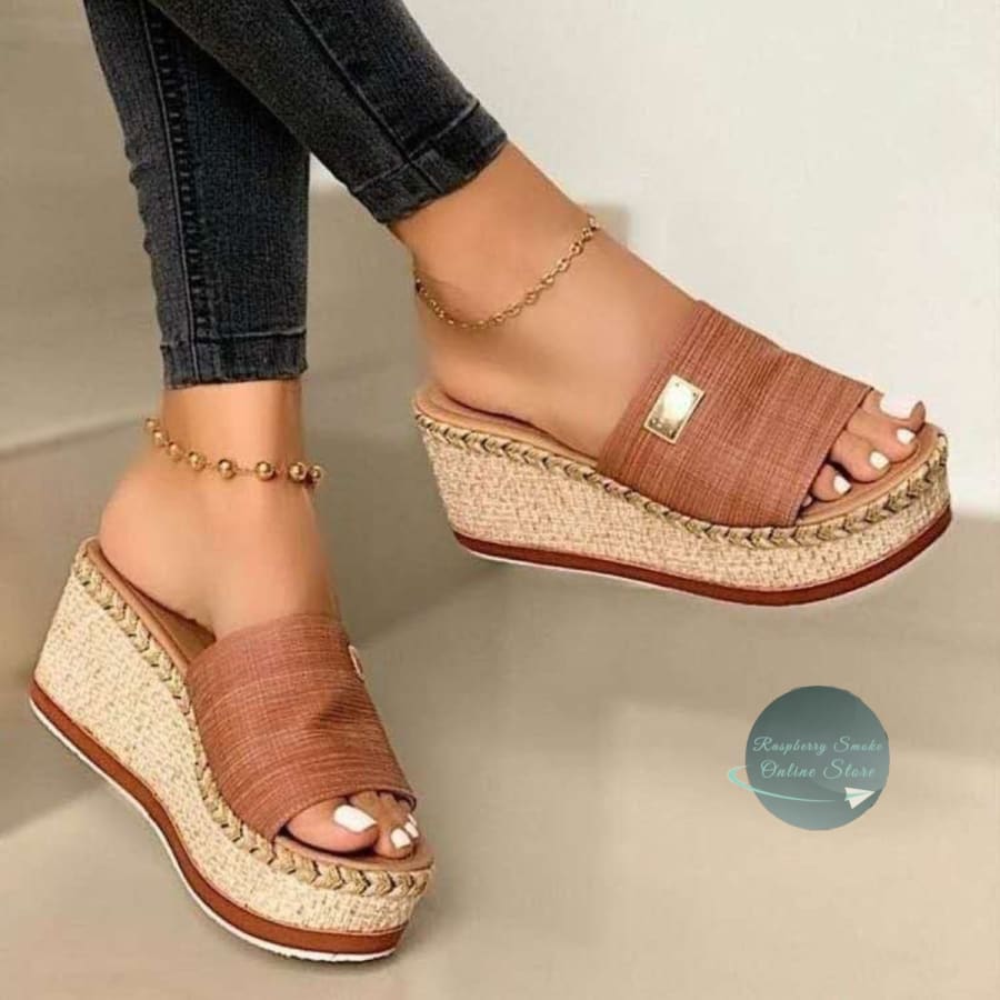 RS: PU Leather Open Toe Sandals - Caramel / 35(US4) - Sandals