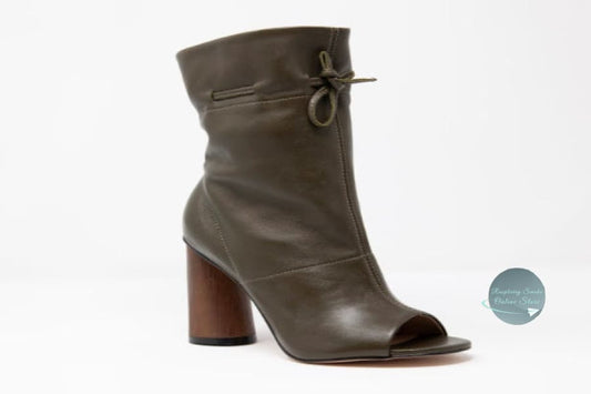 Shaz Self-Tie Leather Boots Raspberry Smoke Online Store
