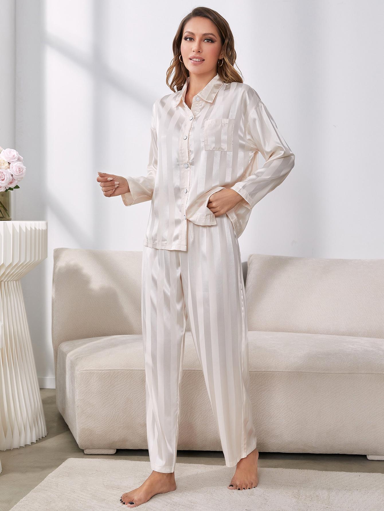 Button-Up Shirt and Pants Pajama Set Raspberry Smoke Online Store