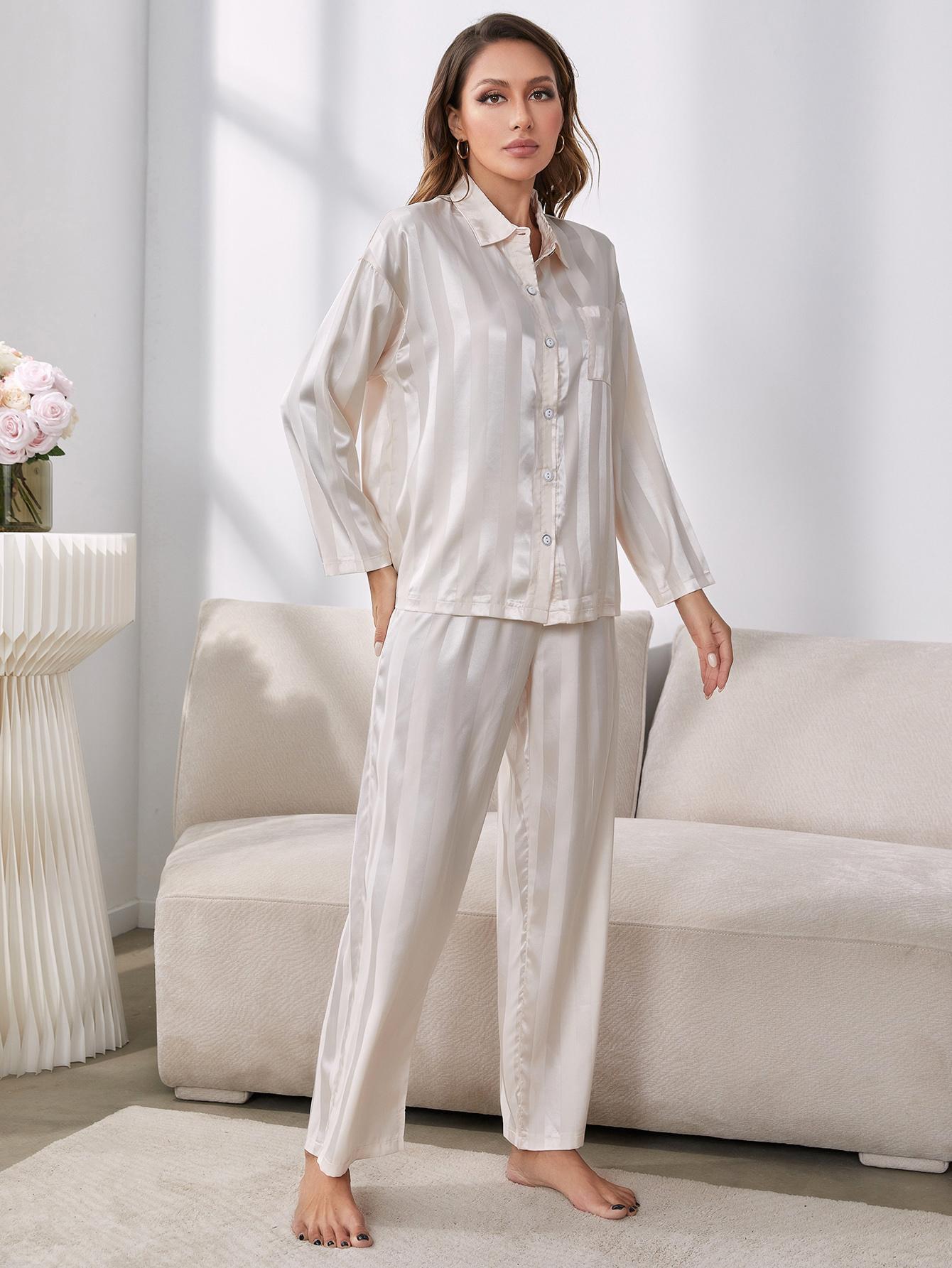 Button-Up Shirt and Pants Pajama Set Raspberry Smoke Online Store