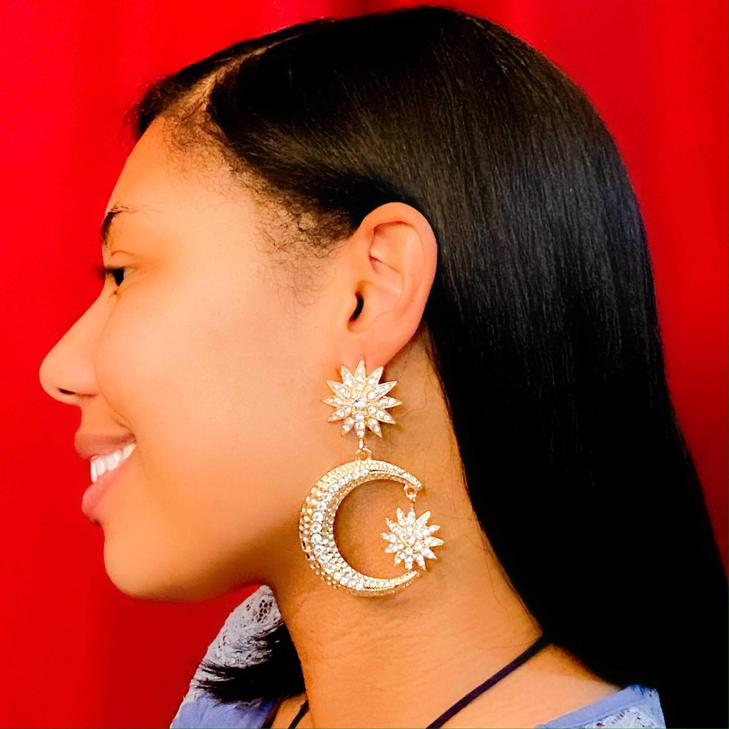 Jada's Crescent Moon Earrings Raspberry Smoke Online Store