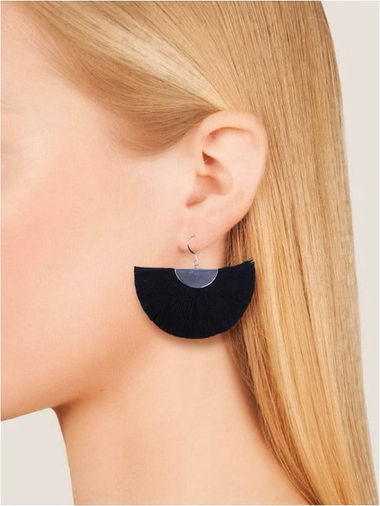 Silver Half Moon Fan Earrings Raspberry Smoke Online Store