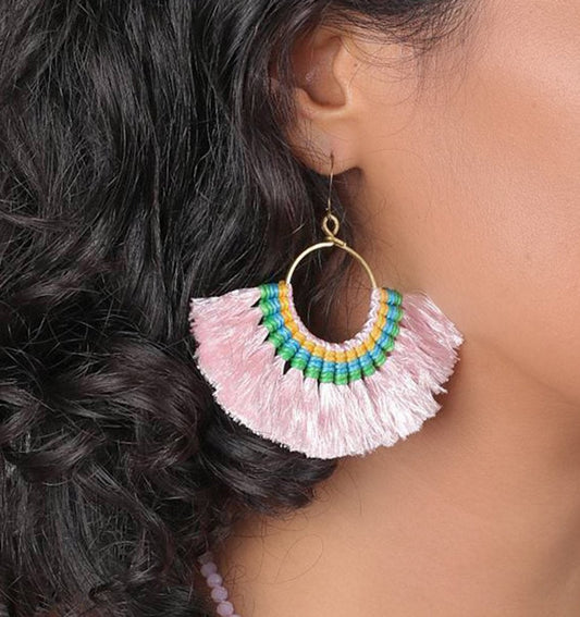 Tassel Fan Earrings Raspberry Smoke Online Store