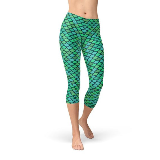 Women's Green Mermaid Capri Leggings Raspberry Smoke Online Store